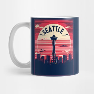 Seattle Space Needle Cityscape Retro Vintage Mug